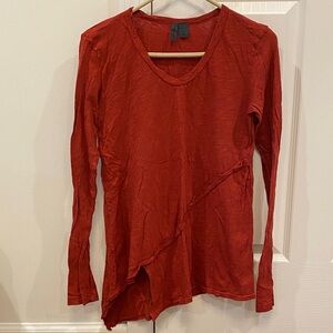 Anthropologie Asymmetrical Red Long Sleeve Top